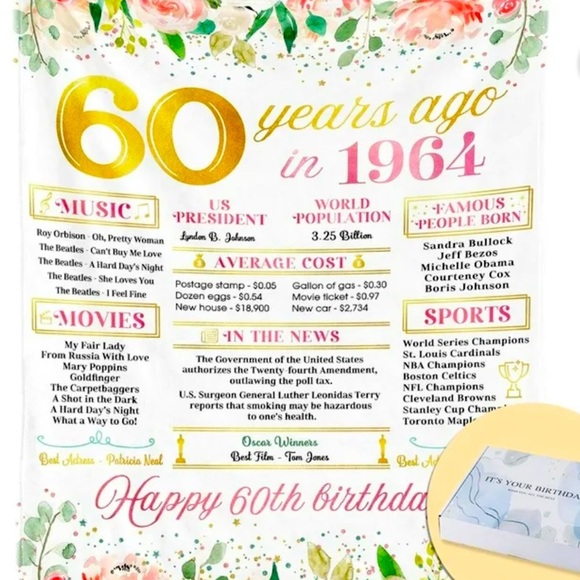 2/$13🍁60th Birthday Blanket 1964 - Picture 1 of 7